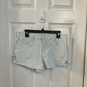 Project Rebel Waist Light Blue Gingham Shorts